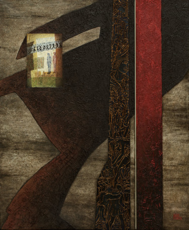 Pittura intitolato "Les Passants" da Alain Le Junter, Opera d'arte originale, pigmenti Montato su Telaio per barella in legno