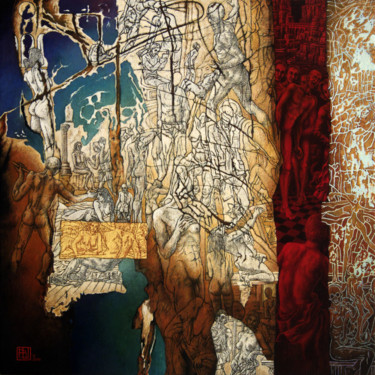 Painting titled "Corps à Corps" by Alain Le Junter, Original Artwork