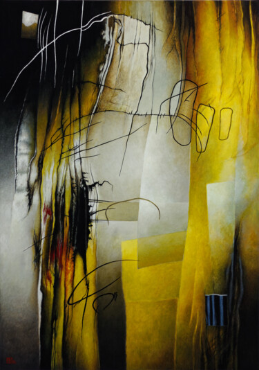 Картина под названием "Composition I" - Alain Le Junter, Подлинное произведение искусства, Воск Установлен на Деревянная рам…