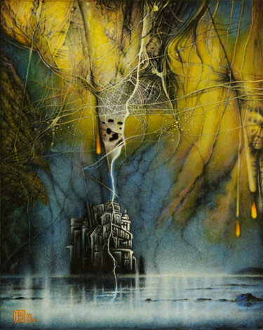 Картина под названием "Magnetic Storm" - Alain Le Junter, Подлинное произведение искусства, Пигменты Установлен на Деревянна…