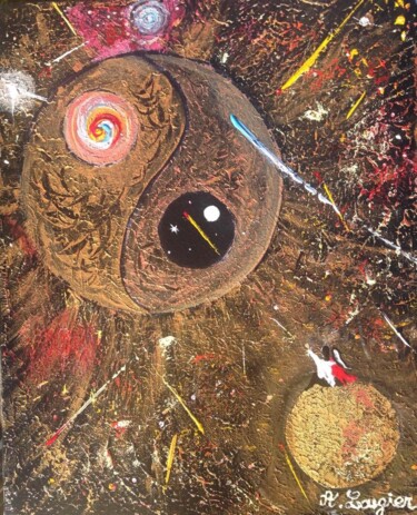 Картина под названием "Amours en or" - Alain Lélé, Подлинное произведение искусства, Акрил Установлен на Деревянная рама для…
