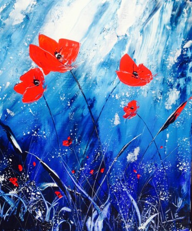 Peinture intitulée "Coquelicots" par Alain Lélé, Œuvre d'art originale, Acrylique