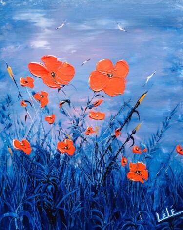 Painting titled "Coquelicots 2" by Alain Lélé, Original Artwork, Acrylic