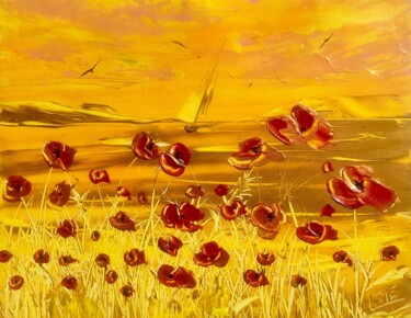 Painting titled "Danse coquelicot" by Alain Lélé, Original Artwork, Acrylic