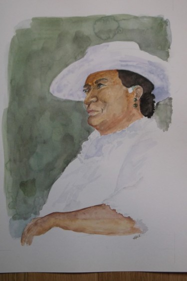 Peinture intitulée "Mama tahitienne" par Alain Marrast, Œuvre d'art originale