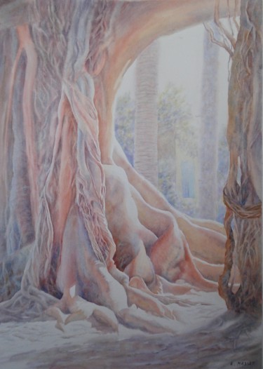 Painting titled ""La nature est un t…" by Alain Masset, Original Artwork, Watercolor