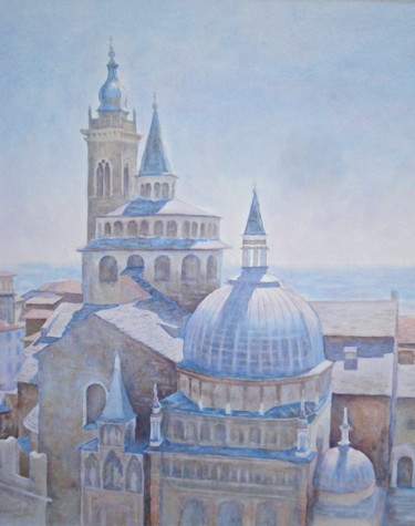 Painting titled "Que la lumière soit…" by Alain Masset, Original Artwork, Watercolor