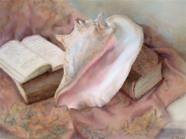 Peinture intitulée "La conque nacrée" par Alain Masset, Œuvre d'art originale, Aquarelle