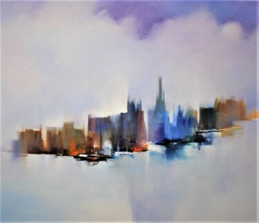 Malerei mit dem Titel "Emirates" von Alain Maupuy, Original-Kunstwerk, Öl