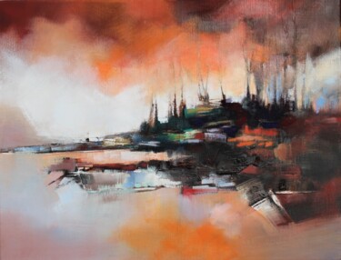 Painting titled "Sous le vent" by Alain Maupuy, Original Artwork, Oil Mounted on Wood Stretcher frame