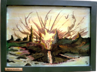 Peinture intitulée "PAYSAGE SURREALISTE" par Alain Menard, Œuvre d'art originale, Acrylique Monté sur Châssis en bois