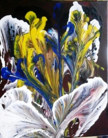 Painting titled "FLORAISON" by Alain Menard, Original Artwork, Acrylic