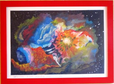 Pintura titulada "Explosion d'une pla…" por Alain Menard, Obra de arte original, Acrílico Montado en Cartulina