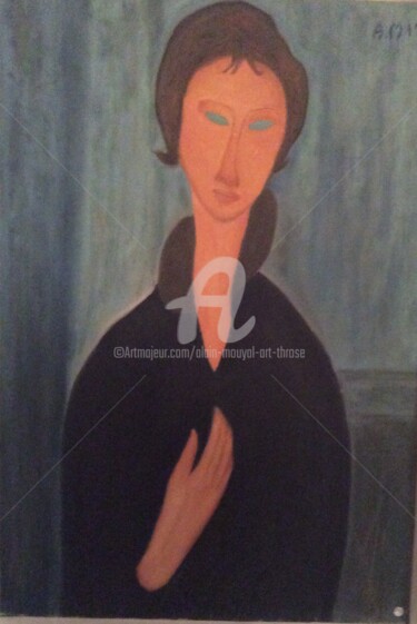 Painting titled "la femme aux bleux…" by Alain Mouyal (Art-Throse), Original Artwork