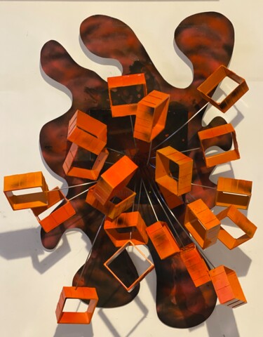 Sculpture titled "Vésuvio" by Alain Oddo, Original Artwork, Plastic Mounted on Metal