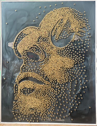 Sculpture titled ""tout ce qui brille…" by Alain Oddo, Original Artwork, Metals Mounted on Wood Stretcher frame