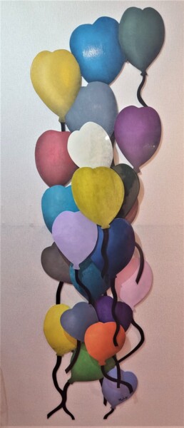 Schilderij getiteld "Les Baloons de coeur" door Alain Paul (PaulA), Origineel Kunstwerk, Acryl