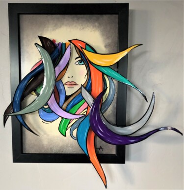 Painting titled "Miss Rebelle" by Alain Paul (PaulA), Original Artwork, Acrylic Mounted on Wood Stretcher frame