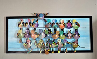 Sculpture intitulée "Le fil qui chante" par Alain Paul (PaulA), Œuvre d'art originale, Acrylique Monté sur Panneau de bois