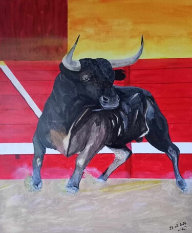 Painting titled "Olé Toro" by Alain Perchoc, Original Artwork, Acrylic