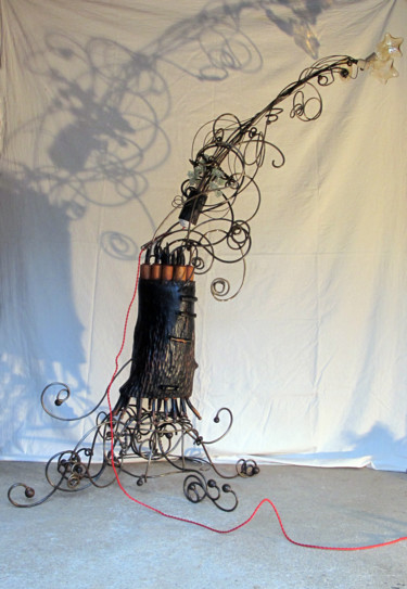 Sculpture titled "lampadaire I" by Alain Platet, Original Artwork, Wood