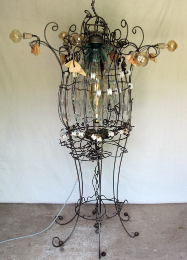 Sculpture titled "Lampadaire "Méduse"" by Alain Platet, Original Artwork, Metals