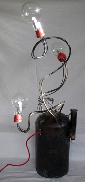 Sculpture titled "lampe "Buble"" by Alain Platet, Original Artwork, Glass