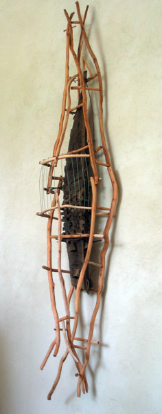 Sculpture intitulée "grand cocon branches" par Alain Platet, Œuvre d'art originale, Bois