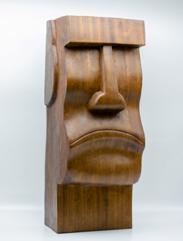 Sculpture titled "MOAI" by Alain Polydor, Original Artwork, Wood