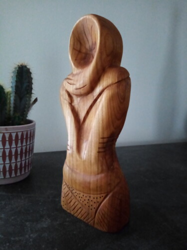 Sculpture titled "Féminine abstraite" by Alain Polydor, Original Artwork, Wood