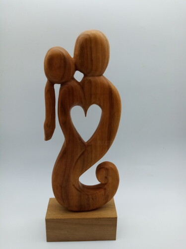 Sculpture titled "LES AMOUREUX" by Alain Polydor, Original Artwork, Wood