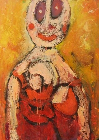Peinture intitulée "Robe rouge" par Alain Poncon, Œuvre d'art originale