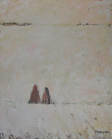 Pintura titulada "Le lac gelé" por Alain Ponçon, Obra de arte original, Oleo Montado en Bastidor de camilla de madera