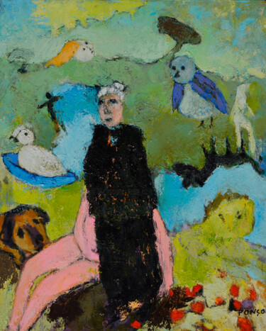 Peinture intitulée "Le passé d'une Dame" par Alain Ponçon, Œuvre d'art originale, Huile Monté sur Châssis en bois