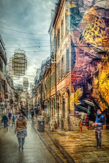 Fotografie mit dem Titel "Rue des Godrans, Di…" von Alain Rappeneau, Original-Kunstwerk, Digitale Fotografie Auf Aluminium m…