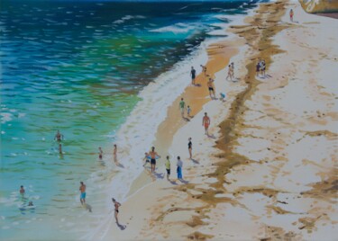 Painting titled "A la plage" by Alain Retiere, Original Artwork, Oil