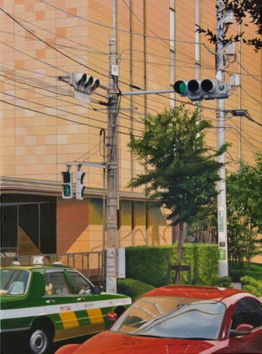 Painting titled "traffic" by Alain Retiere, Original Artwork, Oil