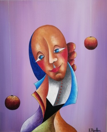 Painting titled "Théophile" by Alain Rigollier, Original Artwork, Oil Mounted on Wood Stretcher frame