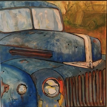 Painting titled "Epave Pick up Ford" by Alain Riguet, Original Artwork, Acrylic