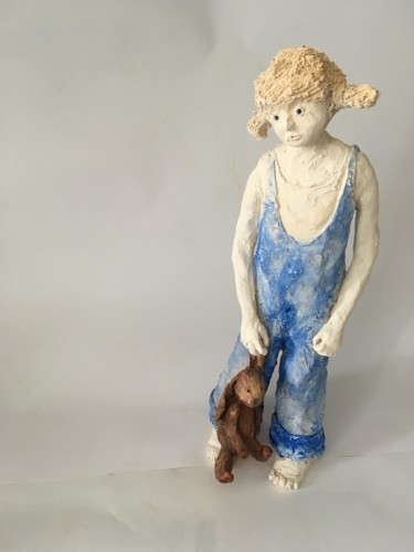 Sculpture intitulée ""Petite fille debou…" par Alain Riguet, Œuvre d'art originale, Terre cuite