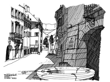 Arts numériques intitulée "ANNECY - Rue Carnot" par Alain Rouschmeyer, Œuvre d'art originale, Travail numérique 2D