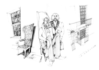 Drawing titled "Etude Sherlock Holm…" by Alain Rouschmeyer, Original Artwork, Pencil