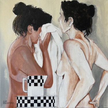 Painting titled "INTIMITÉ" by Alain Rouschmeyer, Original Artwork, Acrylic Mounted on Wood Stretcher frame