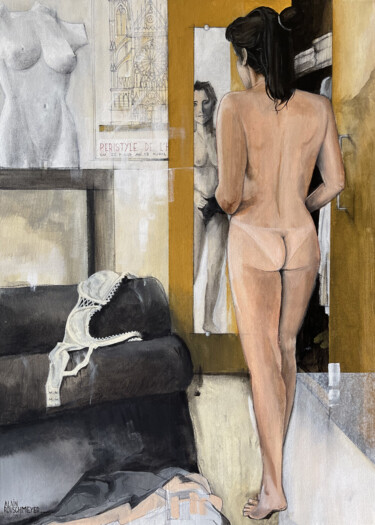 Painting titled "LINGERIE FINE" by Alain Rouschmeyer, Original Artwork, Acrylic Mounted on Wood Stretcher frame