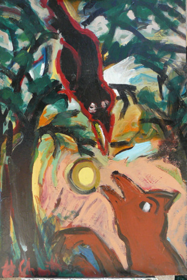 Peinture intitulée "le-corbeau-et-le-re…" par Alain Schmitt, Œuvre d'art originale, Acrylique