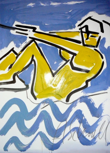 Painting titled "ski nautique" by Alain Schmitt, Original Artwork, Other