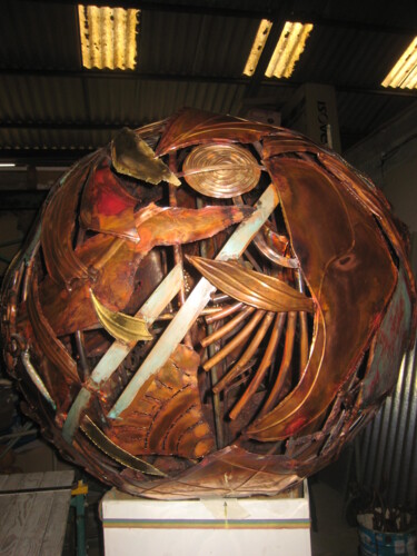 Sculpture intitulée "Sphère primeure" par Alain Sicouly (sic), Œuvre d'art originale, Métaux