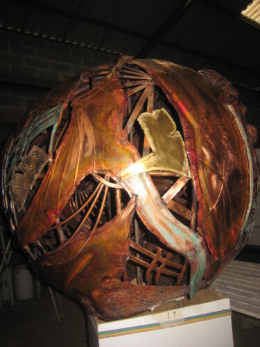 Sculpture intitulée "sphère" par Alain Sicouly (sic), Œuvre d'art originale, Métaux
