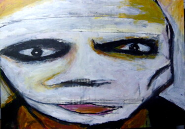 Peinture intitulée "Autoportrait tiré" par Alain Tardieu, Œuvre d'art originale, Acrylique