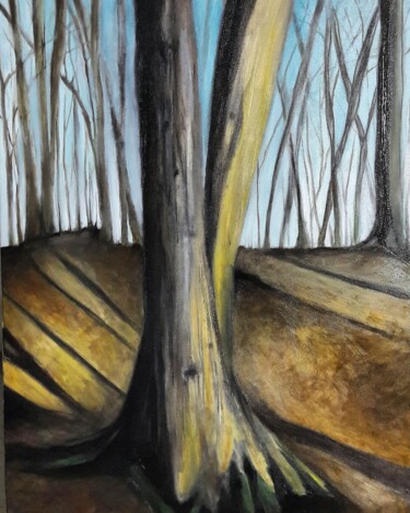 Painting titled ""Arbres jaunes"" by Alain Tardieu, Original Artwork, Oil